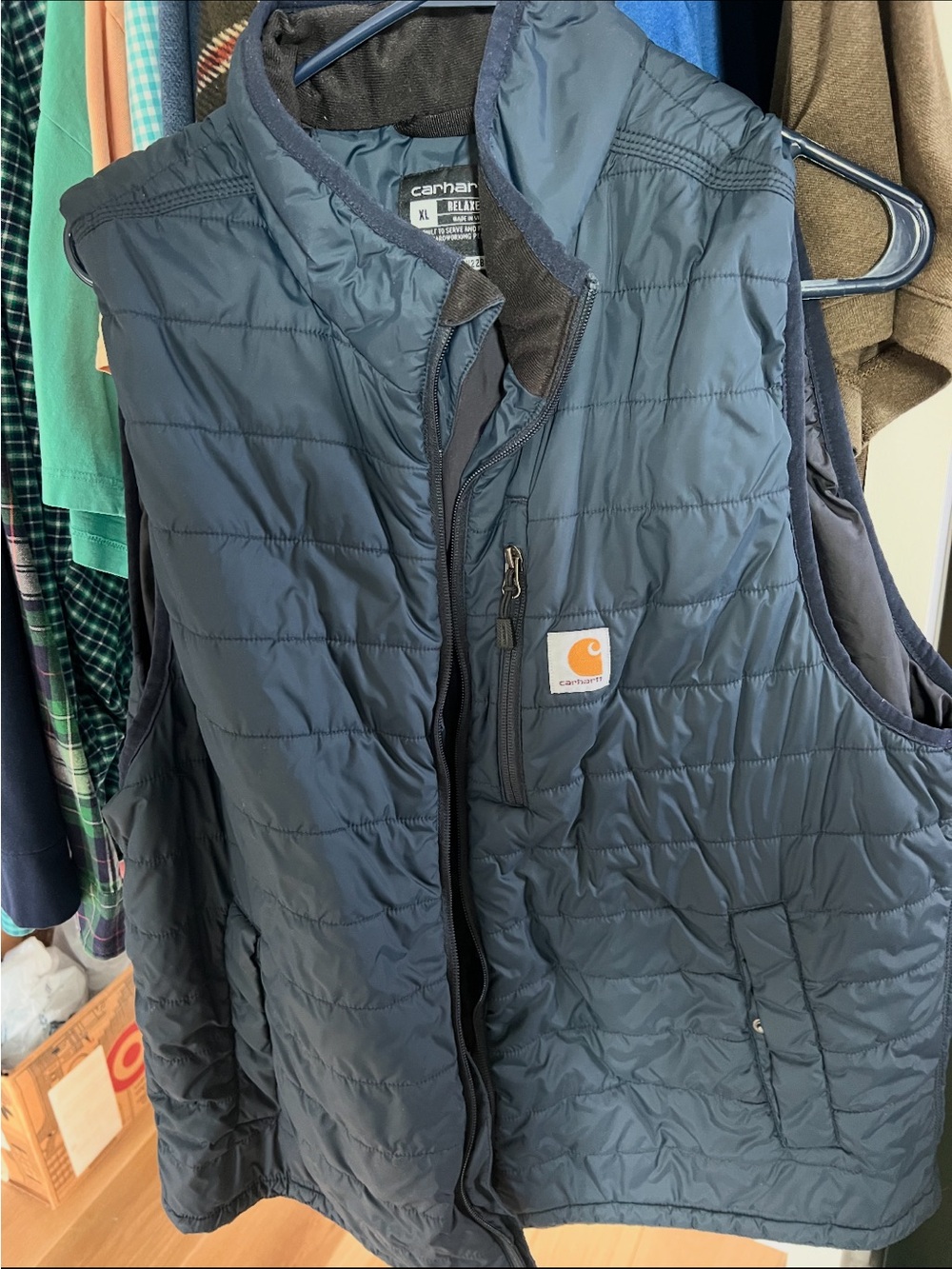 Carhartt Navy Quilted Insulated Vest with Zip Chest Pocket